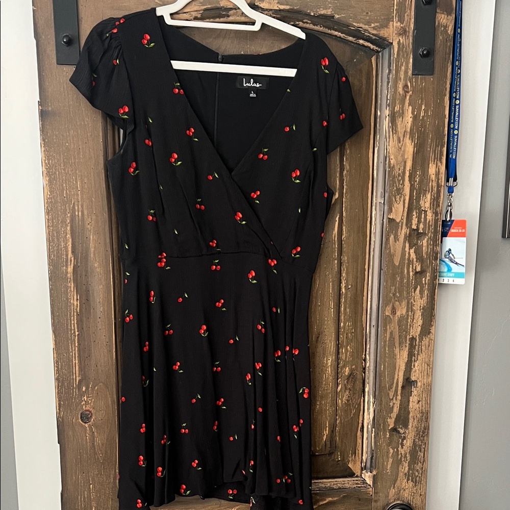 Lulu's Black Cherry Pattern Mini Dress